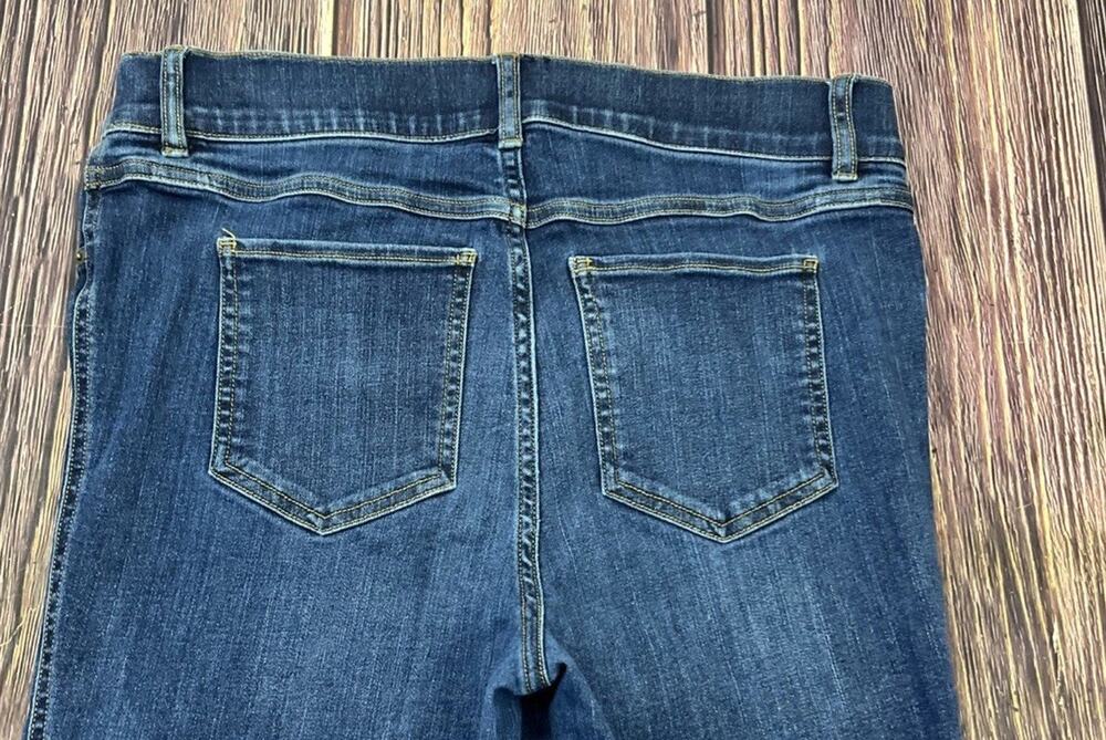 Spanx Women Sz Large Flare Jeans Dark Wash Pull On Stretch Denim High Rise